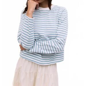 NEW MOD REF kathleen striped long sleeve top in blue and white